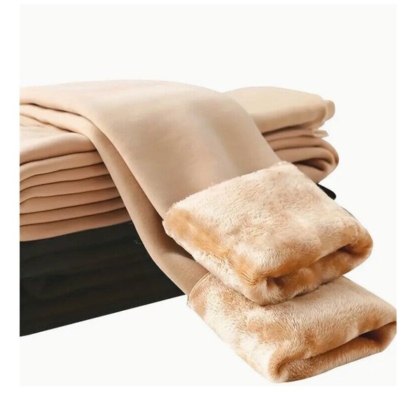 Plush Lined Tights, Opaque High Waist Thermal Elastic Waist - Picture 2 of 3